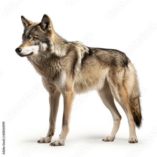 ai generated Illustration full length of wolf against  white background