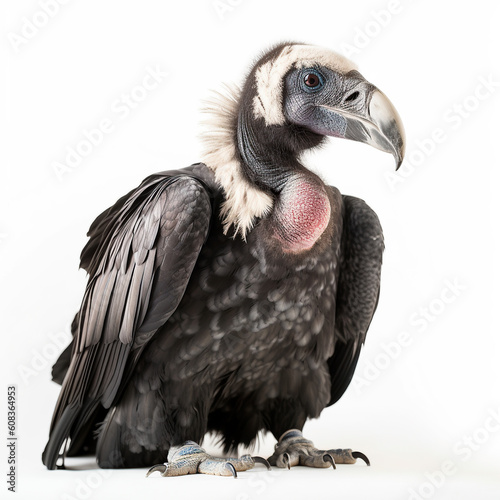 ai generated Illustration close up of andean condor against  white background