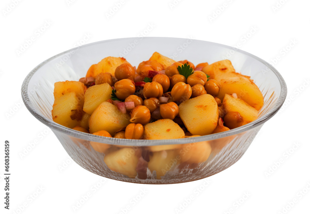 Aloo chana chart on transparent background. Generative AI.