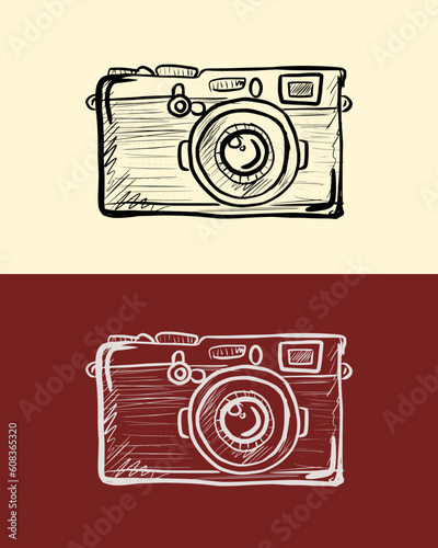 vintage camera hand drawn illustration