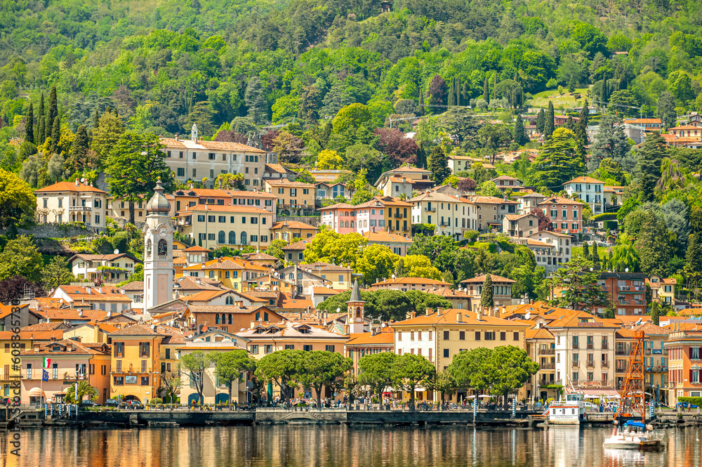 Beautiful town on Lake Como in Italy summer time