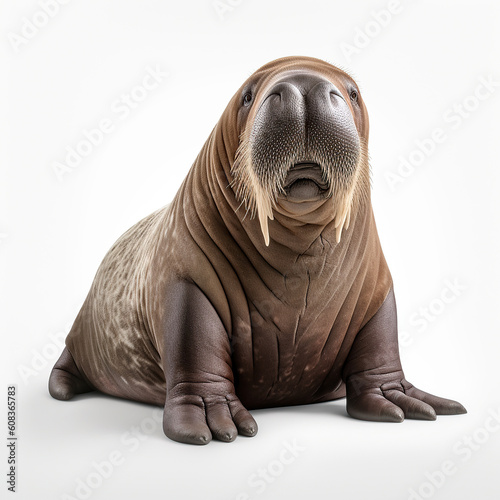 ai generated Illustration close up of walrus against white background