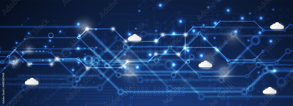 Obraz premium Cloud technology. Integrated digital web concept background
