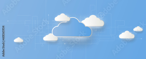Cloud technology. Integrated digital web concept background
