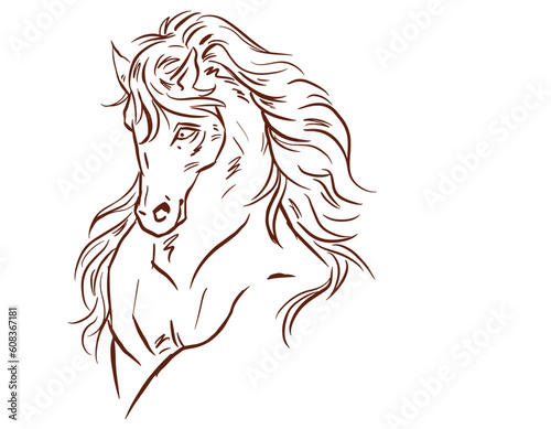 horse head silhouette vector for card decoration illustration