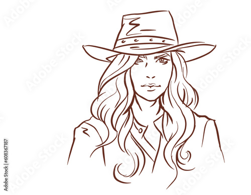 girl in a cowboy hat vector for card decoration illustration