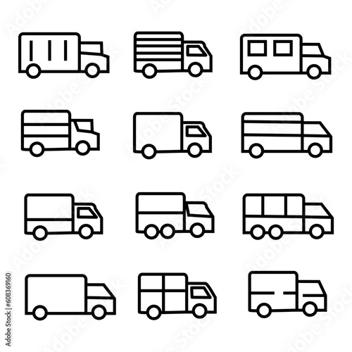 truck icons illustration. symbol sign of truck vector on black and white color. eps