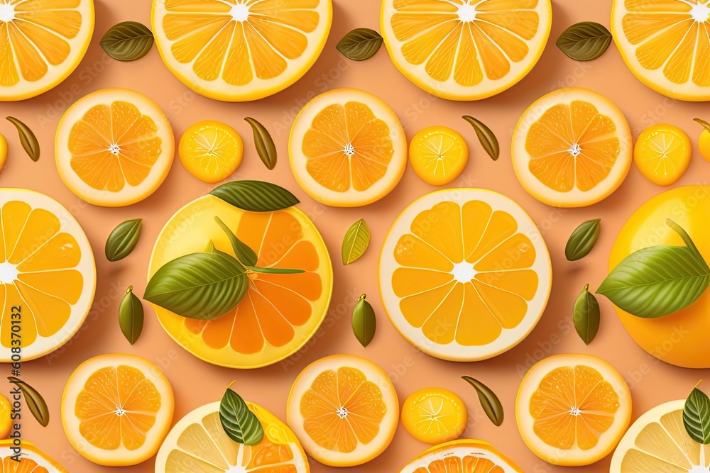 Citrus Juice Orange Pattern Background. Generative AI Citrus Juice Orange Pattern Background. Generative AI