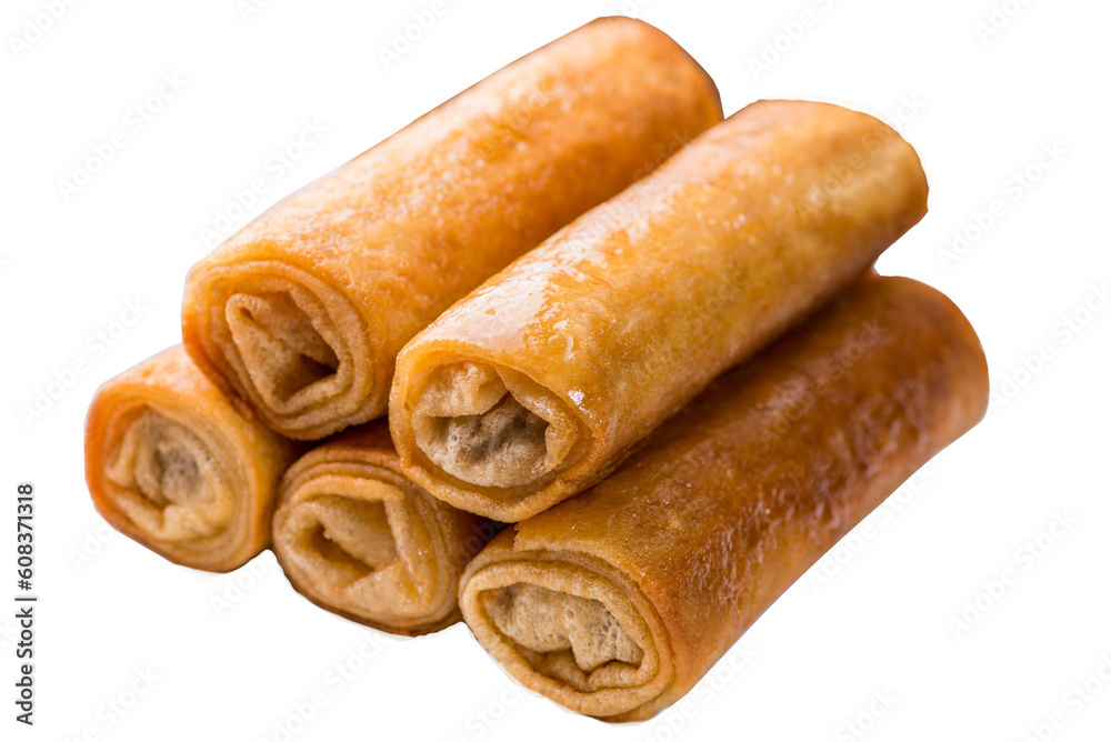 Pancakes wrapped with stuffing. Semi-finished product from pancakes