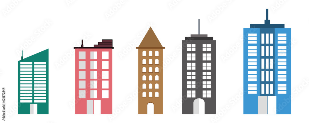 Buildings vector icons set. Apartment illustration sign collection. skyscraper symbol. Architecture logo. Vector illustration. 