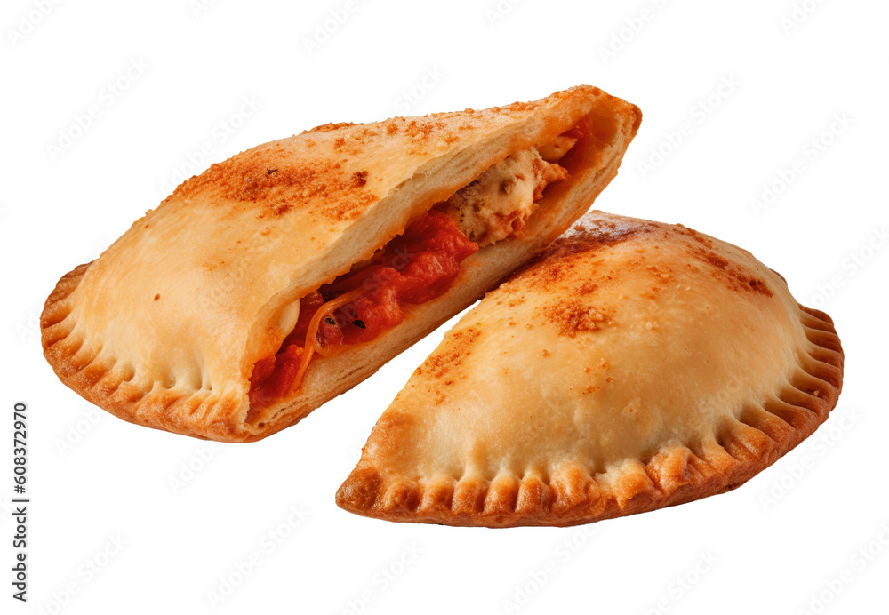 Pizza pockets on transparent background. Generative AI. Pizza pockets on transparent background. Generative AI.