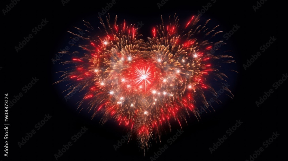 Fireworks in a heart shape with the Canada flag. Generative AI Fireworks in a heart shape with the Canada flag. Generative AI