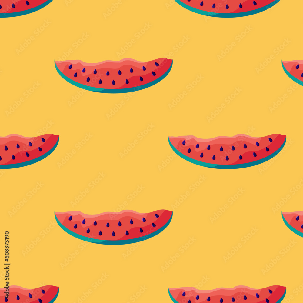 Colorful seamless summer pattern with watermelon slice