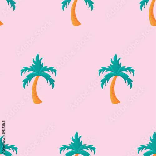 Colorful seamless summer pattern with palm tree