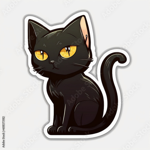 Adorable Cat Cut Sticker on a Vibrant Background, Generative AI photo