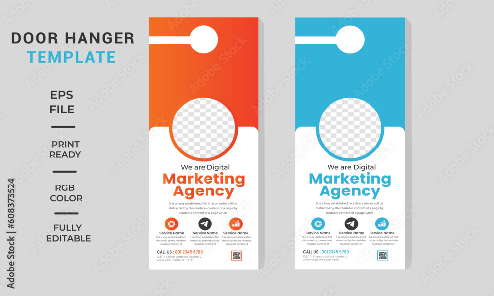 marketing door hanger design and Modern and corporate door hanger template  Stock-Vektorgrafik | Adobe Stock