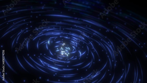 Spiral glowing neon cyberspace overlay lines rotating galaxy lines and changing color into purple. technology abstract galaxy rotating line. 3D animation seamless loop.