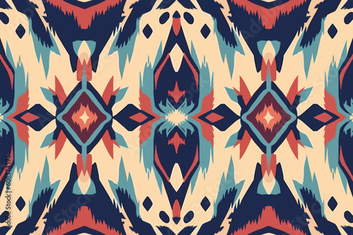 Tribal luxury ikat ogee old ancient antique tribal graphic line.
