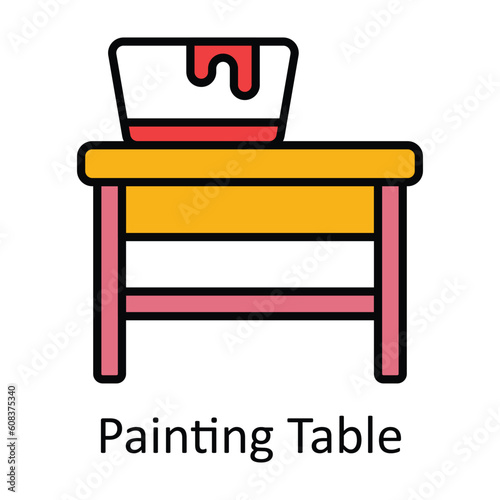 Painting Table Filled Outline Icon Design illustration. Art and Crafts Symbol on White background EPS 10 File