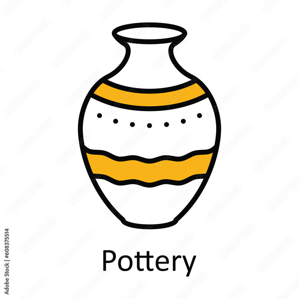 Pottery Filled Outline Icon Design illustration. Art and Crafts Symbol on White background EPS 10 File Pottery Filled Outline Icon Design illustration. Art and Crafts Symbol on White background EPS 10 File