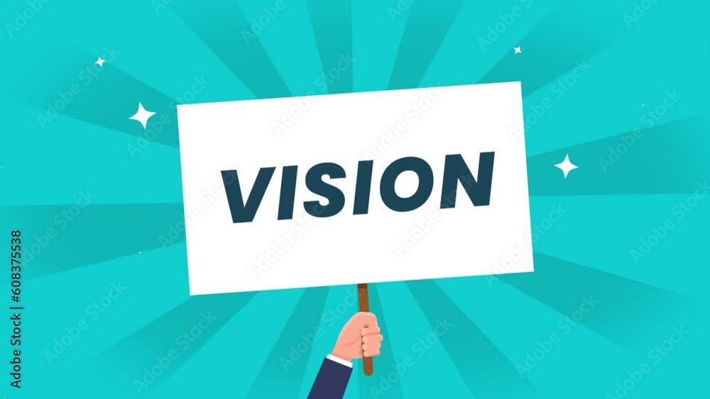 vision animation - business Hand holding advertisement sign animation. vision animation - business Hand holding advertisement sign animation.