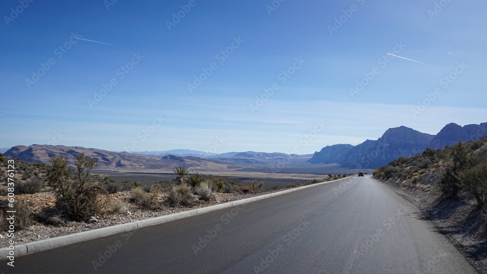 Driving into the Red Rock Canyon in Las Vegas