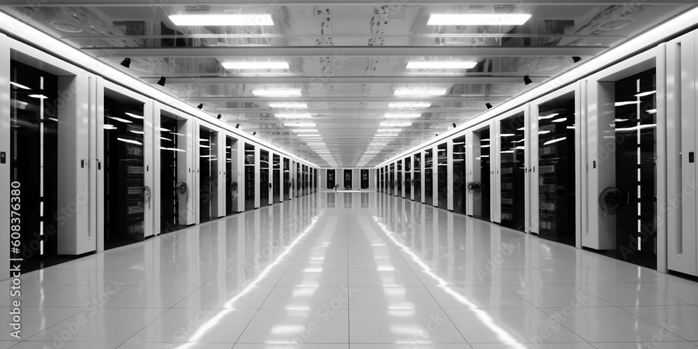 Fototapeta premium Server Raum groß und hell, ai generativ,