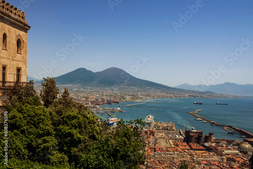 the gulf of naples with a view of vesuvius photographed from the terrace of the charterhouse of san martino in naples photo