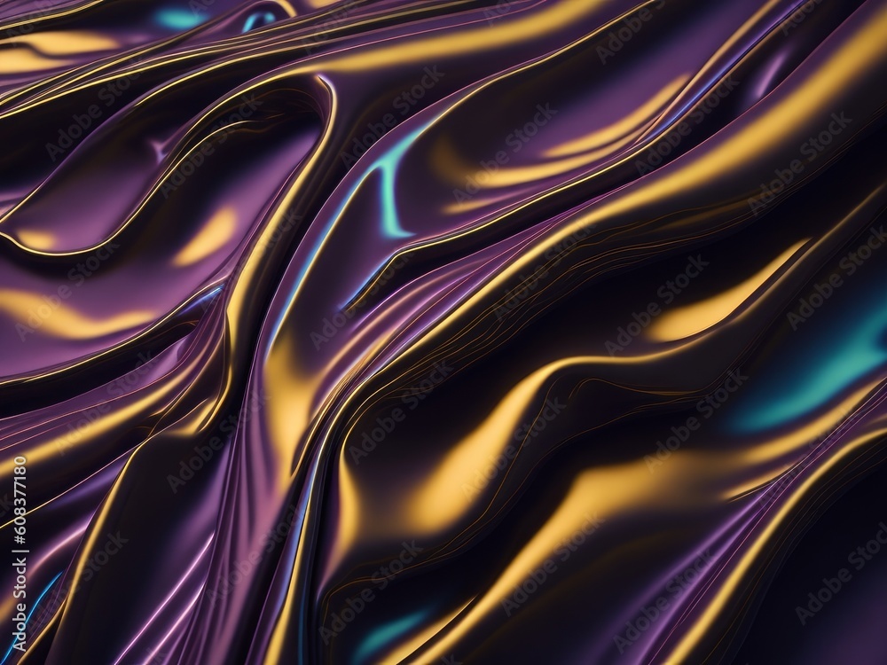Abstract wavy silk pattern in hologram color. AI Generated Abstract wavy silk pattern in hologram color. AI Generated