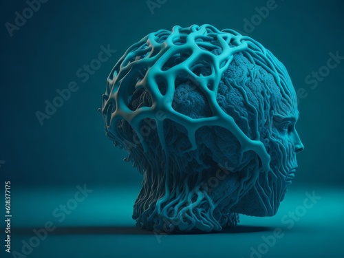 Creativity, technology, analysis human brain concept 3d. AI generated