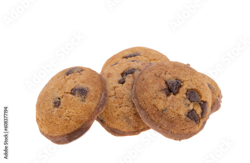 small chocolate chip cookies isolated