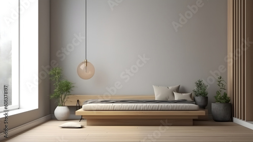 Minimalist Interior of modern living room 3D rendering, generative ai © LetsRock