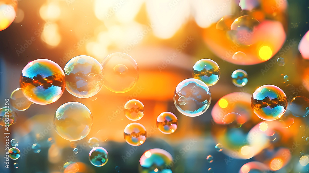 Beautiful background blurred image with soap bubbles.