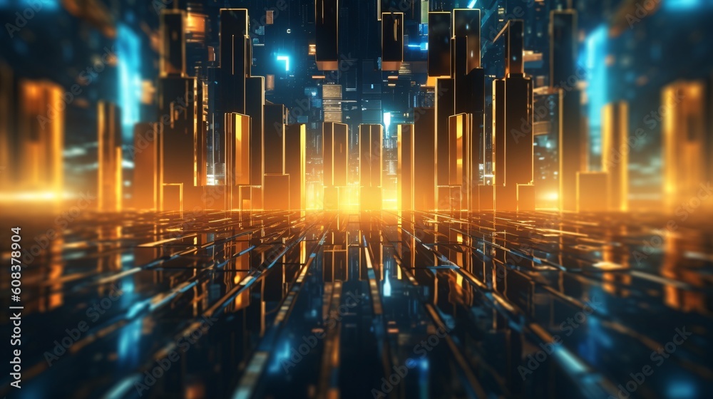 custom made wallpaper toronto digitalAbstract futuristic background with glowing neon lines. Generative ai