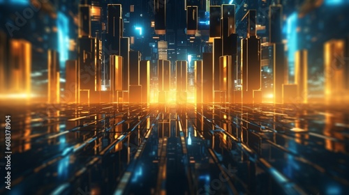 Wallpaper Mural Abstract futuristic background with glowing neon lines. Generative ai Torontodigital.ca