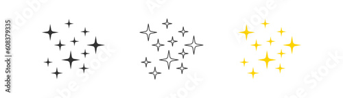 Star icon on light background. Sky symbol. Burst, night sky scape, twinkling stars. Outline, flat and colored style. Flat design. Vector illustration
