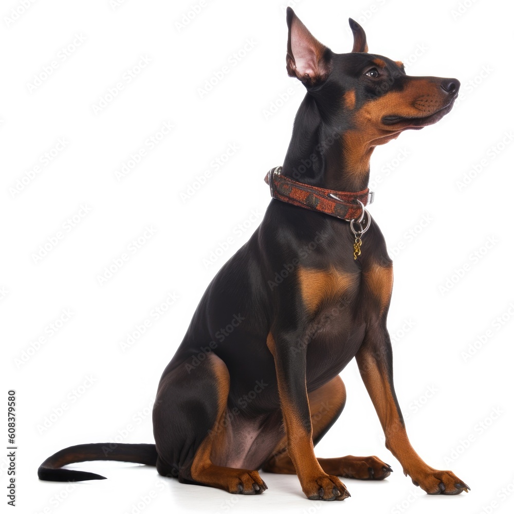 German Pinscher dog isolated on white background. Generative AI