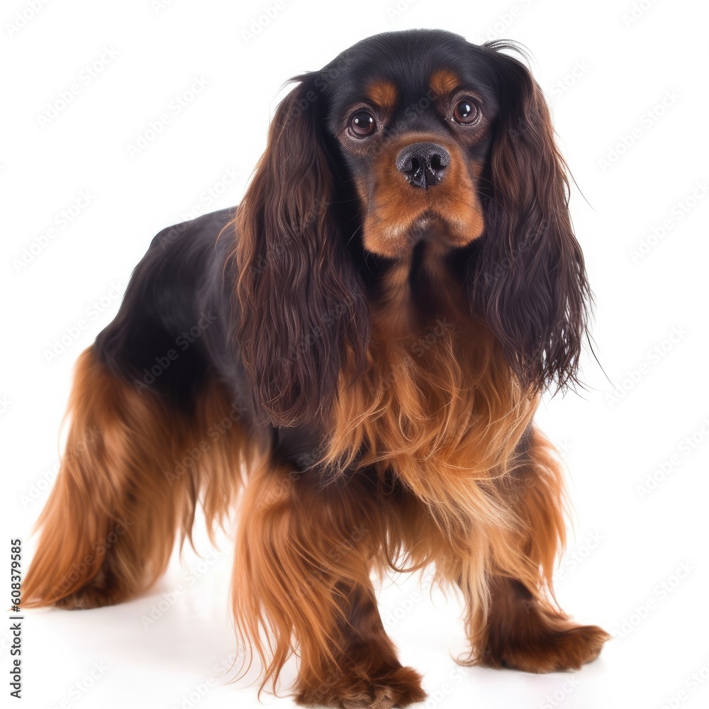 English Toy Spaniel dog isolated on white background. Generative AI English Toy Spaniel dog isolated on white background. Generative AI