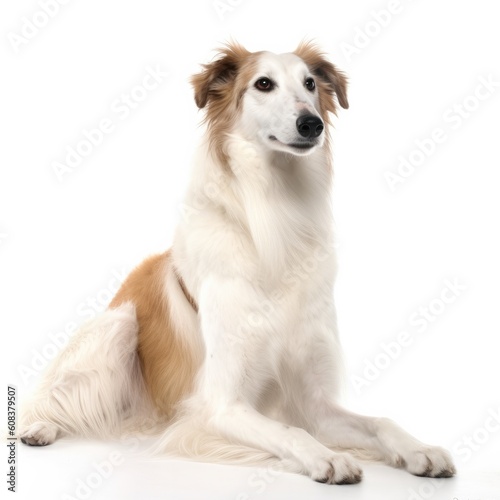 Borzoi dog isolated on white background. Generative AI