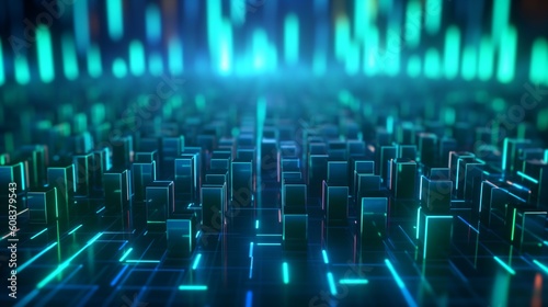 Abstract futuristic computer digital neon design wallpaper. Generative AI