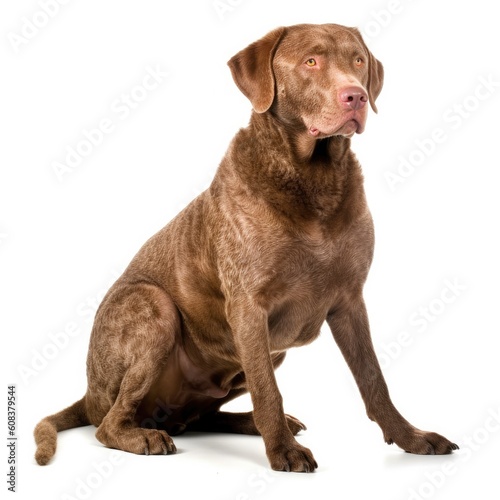 Chesapeake Bay Retriever dog isolated on white background. Generative AI © Razvan