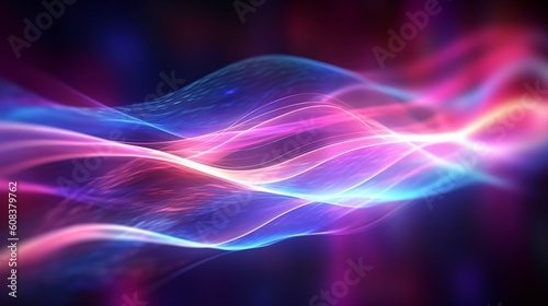 Abstract futuristic backgrround with glowing neon lights. Lines and curves. Generative AI