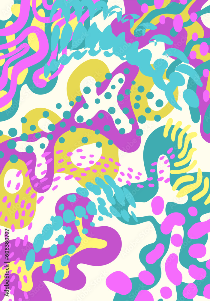 vector colorful doodle freeform shape and patterns abstract background