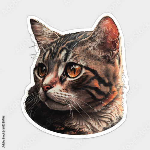 Adorable Cat Cut Sticker on a Vibrant Background, Generative AI photo