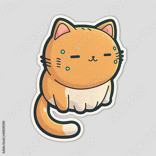 Adorable Cat Cut Sticker on a Vibrant Background, Generative AI photo