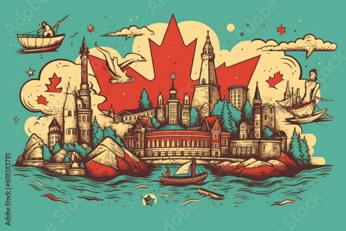 Canada Day illustration. Generative AI