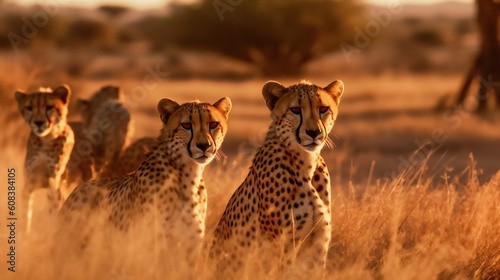 Baby Cheetahs with Their Mom AI Generated