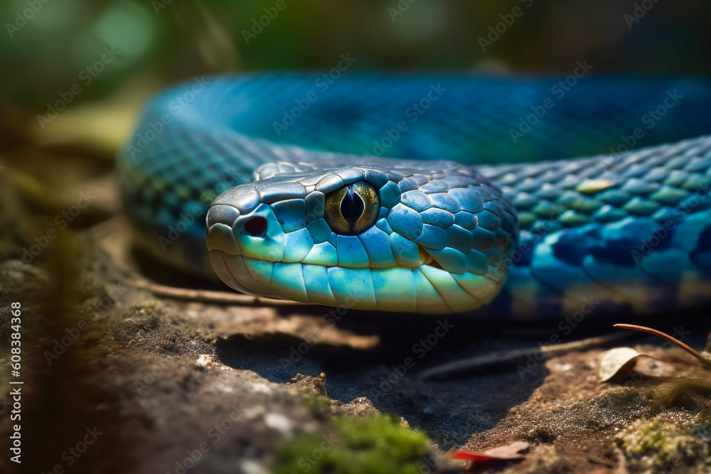 Majestic Blue Viper Snake in Its Natural Habitat. Generative AI.... Majestic Blue Viper Snake in Its Natural Habitat. Generative AI....