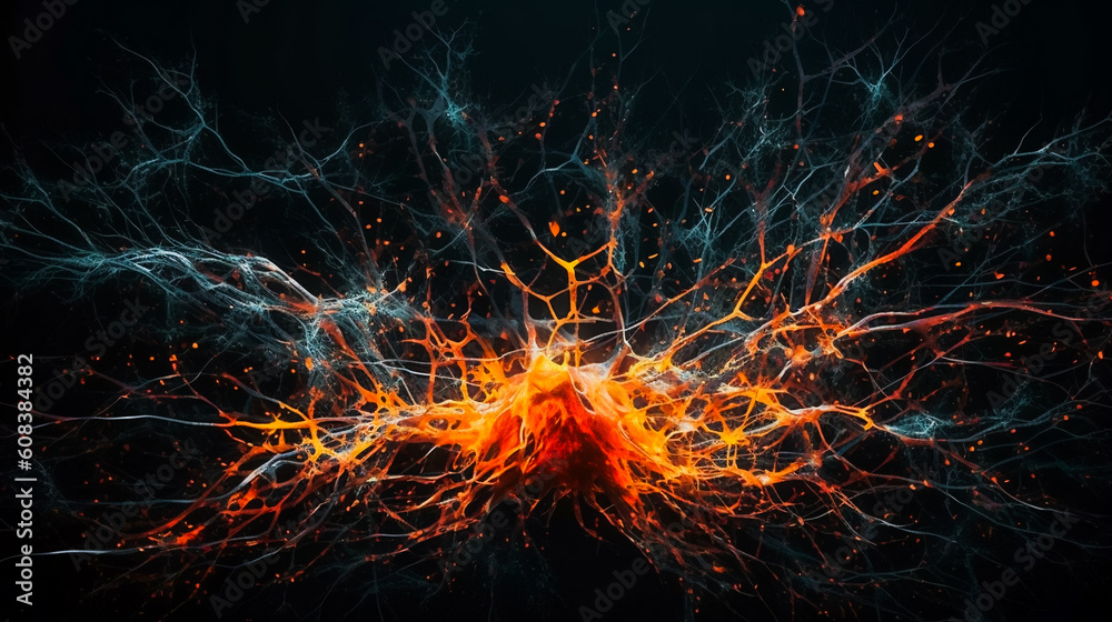 Brainwaves in Motion. Active Neuronal Network. AI Generated Brainwaves in Motion. Active Neuronal Network. AI Generated