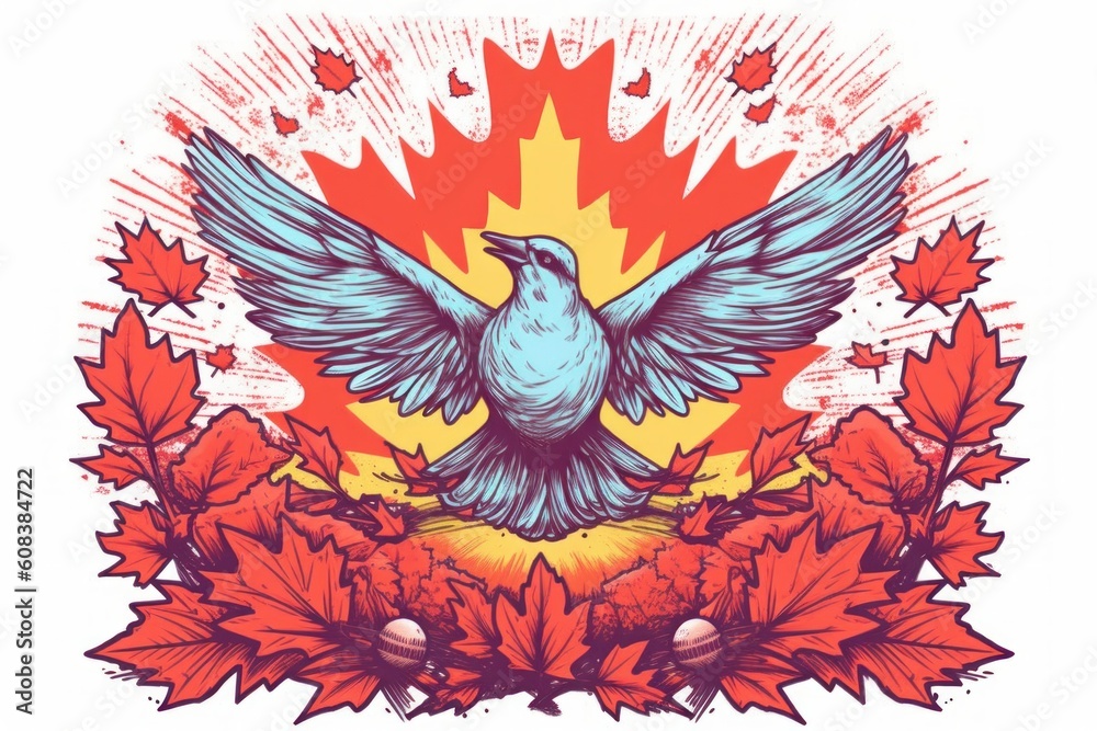 Fototapeta premium Canada Day illustration. Generative AI